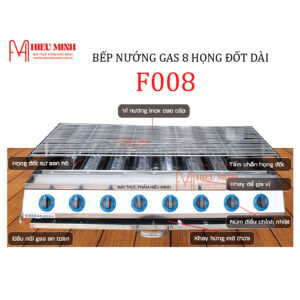 Bếp Nướng Gas 8 Họng Đốt Dài