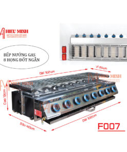 Bếp Nướng Gas 8 Họng Đốt Ngắn