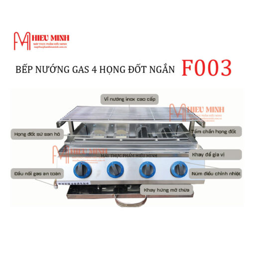 Bếp Nướng Gas 4 Họng Đốt Ngắn
